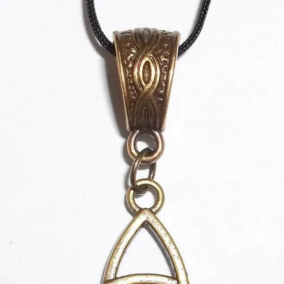 Boho Bronze Triquetra Necklace Celtic Knot Statement Style Big Large Bold A961 - Picture 8 of 11